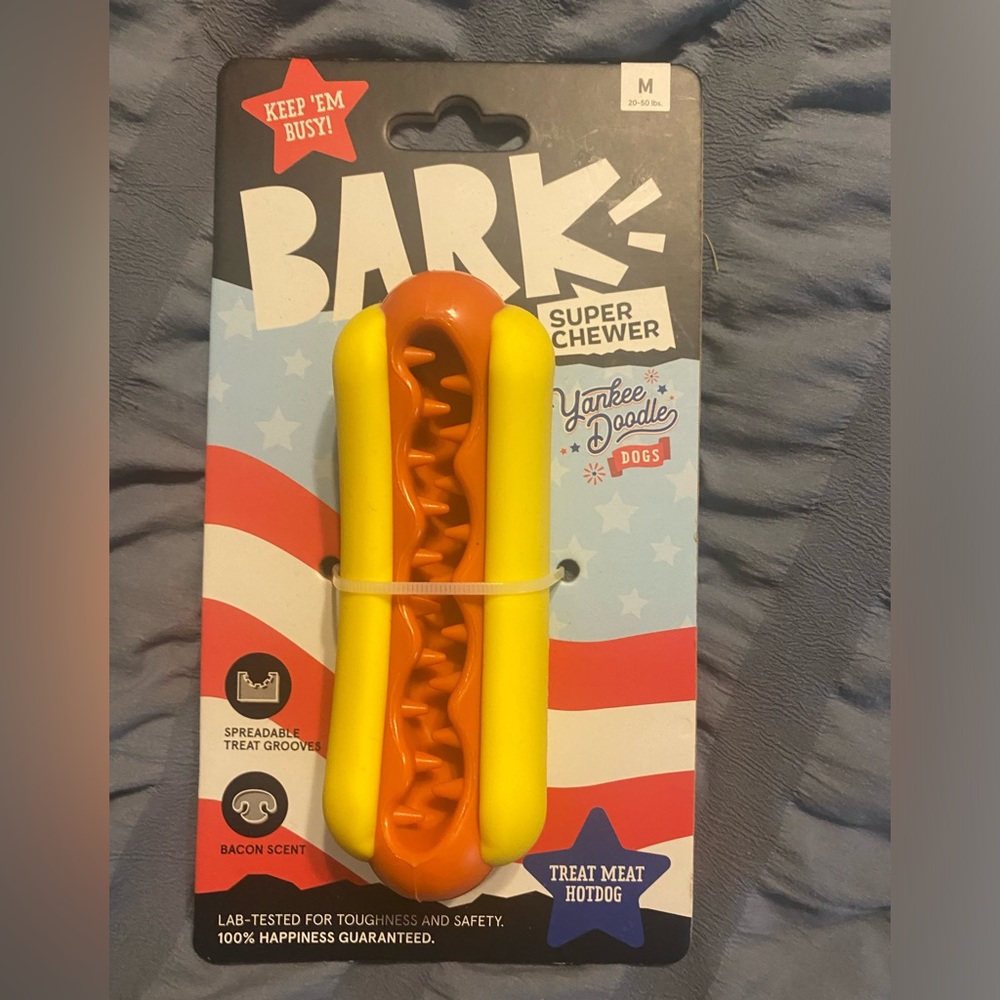 Bark Box NEW Medium Super Chewer Dog Toy Hot Dog